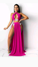 Load image into Gallery viewer, CUT OUT HALTER NECK SIDE-SLIT 3-PIECE SWIMSUIT SET
