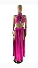 Load image into Gallery viewer, CUT OUT HALTER NECK SIDE-SLIT 3-PIECE SWIMSUIT SET
