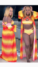 Load image into Gallery viewer, GRAPHIC PRINT HALTER NECK 3-PIECE SWIMSUIT SET
