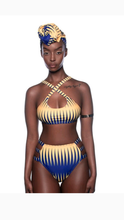 Load image into Gallery viewer, GRAPHIC PRINT HALTER NECK 3-PIECE SWIMSUIT SET
