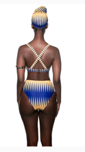 Load image into Gallery viewer, GRAPHIC PRINT HALTER NECK 3-PIECE SWIMSUIT SET
