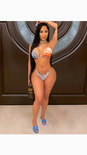 Load image into Gallery viewer, GRAPHIC PRINTED BIKINI AND SMOCK LACE-UP 3-PIECE SWIMSUIT
