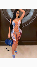 Load image into Gallery viewer, GRAPHIC PRINTED BIKINI AND SMOCK LACE-UP 3-PIECE SWIMSUIT
