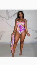 Load image into Gallery viewer, GRAPHIC PRINTED STRAP BODYSUIT SWIMWEAR SET
