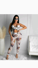 Load image into Gallery viewer, GRAPHIC PRINTING IRREGULAR HEM TOP AND PANTS 2-PIECE
