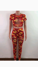 Load image into Gallery viewer, CAMOUFLAGE PRINT TEE AND PANTS SET
