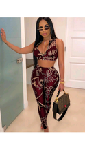 Load image into Gallery viewer, SEXY SLEEVELESS LETTER PRINT CROP TOP WITH PANTS
