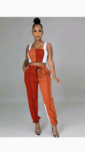 Load image into Gallery viewer, COLOR BLOCKING PATCHWORK TOP AND DRAWSTRING WAIST PANTS 2-PIECE SET
