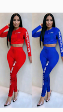 Load image into Gallery viewer, ROUND NECKLINE WITH LETTER PRINT TOP AND PANTS 2-PIECE SET

