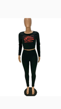 Load image into Gallery viewer, GRAPHIC PRINT CROP TOP AND PANTS 2-PIECE SET
