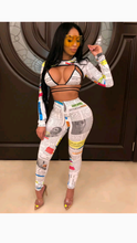 Load image into Gallery viewer, SEXY GRAPHIC PRINT HOLLOW OUT TOP AND PANTS SET
