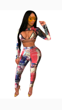 Load image into Gallery viewer, SEXY GRAPHIC PRINT HOLLOW OUT TOP AND PANTS SET
