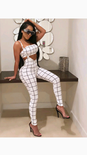 Load image into Gallery viewer, PLAID PRINT TUBE TOP AND SLING JUMPSUIT
