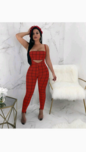 Load image into Gallery viewer, PLAID PRINT TUBE TOP AND SLING JUMPSUIT
