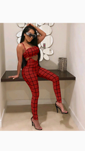 Load image into Gallery viewer, PLAID PRINT TUBE TOP AND SLING JUMPSUIT
