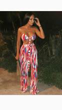 Load image into Gallery viewer, LACE-UP TUBE TOP AND WIDE LEG PANTS WITH GEOMETRIC PRINT
