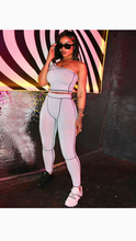 Load image into Gallery viewer, YOGA OBLIQUE OFF-SHOULDER CROP TOP AND PANTS 2-PIECE SET
