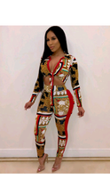 Load image into Gallery viewer, GRAPHIC PRINT LACE UP TOP AND PANTS 2-PIECE SET
