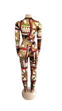 Load image into Gallery viewer, GRAPHIC PRINT LACE UP TOP AND PANTS 2-PIECE SET

