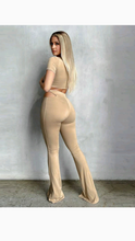 Load image into Gallery viewer, SOLID COLOR CROP TOP AND CUT OUT FLARE PANTS
