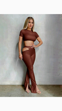 Load image into Gallery viewer, SOLID COLOR CROP TOP AND CUT OUT FLARE PANTS
