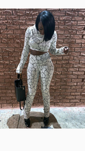 Load image into Gallery viewer, SNAKE PRINTED HOODIE CROP TOP AND PANTS SET
