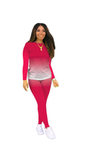 Load image into Gallery viewer, GRADIENT COLOR TOP AND PANTS 2-PIECE SET
