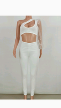 Load image into Gallery viewer, HOLLOW OUT MESH SLEEVELESS CROP TOP AND BOTTOM SET
