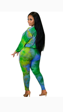 Load image into Gallery viewer, OBLIQUE SHOULDER LONG SLEEVE TOP AND TIE-DYE PANTS 2-PIECE SET
