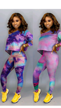 Load image into Gallery viewer, OBLIQUE SHOULDER LONG SLEEVE TOP AND TIE-DYE PANTS 2-PIECE SET
