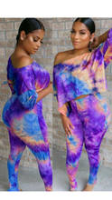 Load image into Gallery viewer, OBLIQUE SHOULDER LONG SLEEVE TOP AND TIE-DYE PANTS 2-PIECE SET
