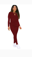 Load image into Gallery viewer, SOLID COLOR WAFFLE PLAID PATTERN TOP AND BOTTOM 2-PIECE SET
