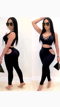 Load image into Gallery viewer, SOLID SLEEVELESS BANDAGE TOP AND HOLLOW OUT PANTS 2-PIECE SET
