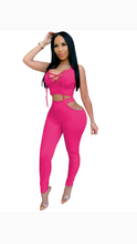 Load image into Gallery viewer, SOLID SLEEVELESS BANDAGE TOP AND HOLLOW OUT PANTS 2-PIECE SET
