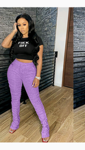 Load image into Gallery viewer, SHORT SLEEVE LETTER PRINT CROP TOP WITH CREASED PANTS 2-PIECE SET
