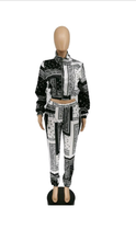 Load image into Gallery viewer, PAISLEY PRINTED ZIPPER COAT AND PANTS 2-PIECE SET

