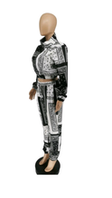 Load image into Gallery viewer, PAISLEY PRINTED ZIPPER COAT AND PANTS 2-PIECE SET
