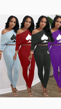 Load image into Gallery viewer, POKER PRINT TOP AND PANTS 2-PIECE SET

