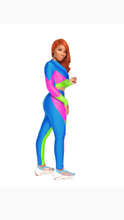 Load image into Gallery viewer, COLOR BLOCKING ZIPPER CROP TOP AND PANTS 2-PIECE SET
