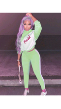 Load image into Gallery viewer, COLOR BLOCKING LETTER PRINTED HOODIE AND PANTS SET
