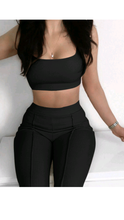 Load image into Gallery viewer, SOLID COLOR BACKLESS CROP TOP AND HIGH WAISTED LEGGINGS 2-PIECE SET
