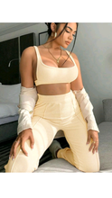 Load image into Gallery viewer, SOLID COLOR BACKLESS CROP TOP AND HIGH WAISTED LEGGINGS 2-PIECE SET
