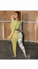 Load image into Gallery viewer, GRAPHIC PRINT PATCHWORK MESH TOP AND PANTS 2-PIECE SET
