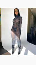 Load image into Gallery viewer, MOCK NECK SEE-THROUGH MESH MAXI DRESS

