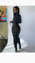 Load image into Gallery viewer, MOCK NECK SEE-THROUGH MESH MAXI DRESS
