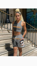 Load image into Gallery viewer, COLOR BLOCKING LETTER PRINTED TOP AND SHORTS 2-PIECE SET
