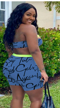 Load image into Gallery viewer, LETTER PRINT TUBE TOP AND SHORTS 2-PIECE SET

