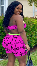 Load image into Gallery viewer, LETTER PRINT TUBE TOP AND SHORTS 2-PIECE SET
