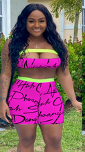 Load image into Gallery viewer, LETTER PRINT TUBE TOP AND SHORTS 2-PIECE SET
