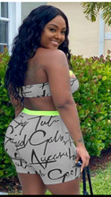 Load image into Gallery viewer, LETTER PRINT TUBE TOP AND SHORTS 2-PIECE SET
